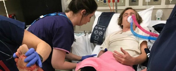Flesh-eating bugs seriously messed up this teen's legs after a casual beach dip