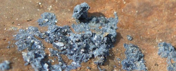 This strange mineral grows on dead bodies and turns them blue