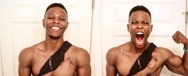 This body builder has no pulse and plugs himself into the wall at night