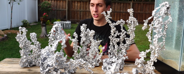 Here's what happens when you pour molten aluminium into a tank of water polymer beads