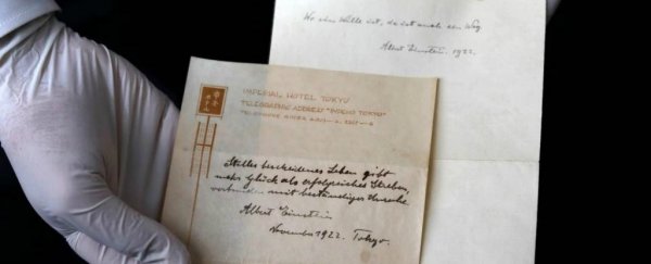 Einstein's theory of happiness just sold for US$1 million at auction