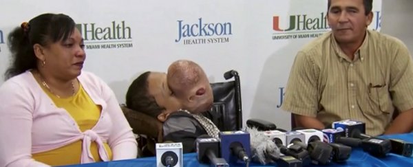 Surgeons are attempting life-saving surgery on teen with huge facial tumour