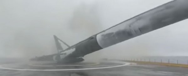 Watch the SpaceX Falcon 9 rocket land, tip, and explode