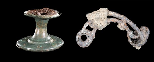 A buried cache of 2,300 year-old Iron Age artefacts has been discovered in the UK