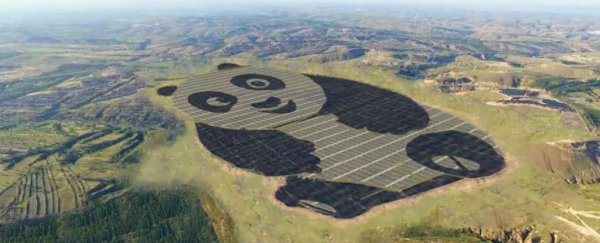 China just built a 250-acre solar farm shaped like a giant panda