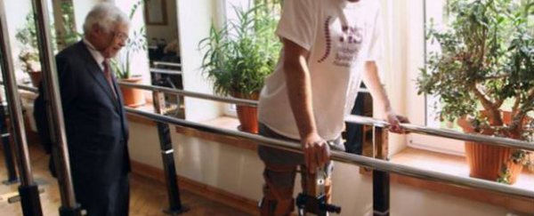 A cell transplant has enabled a paralysed man to walk again