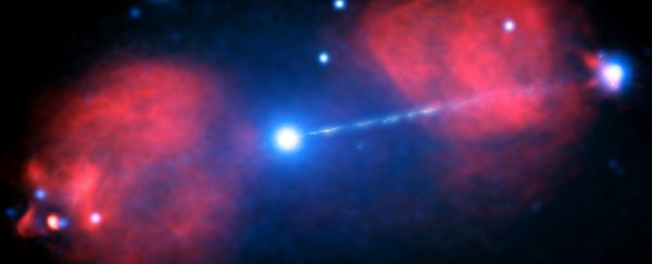 This supermassive black hole emits a beam of particles three times longer than the Milky Way