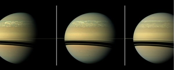 Saturn's mysterious white-spot storms could be due to atmospheric water