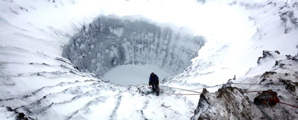 giant hole in snow