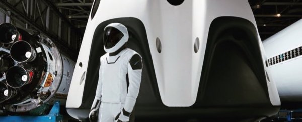 Finally, we have a full-body view of SpaceX's sleek Dragon crew spacesuit